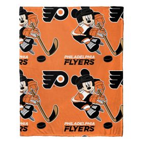 Flyers OFFICIAL NHL & Disney's Mickey Mouse Character Hugger Pillow & Silk Touch Throw Set; 40" x 50"