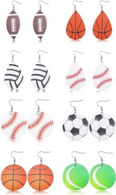 8pairs Ball Leather Earrings for Women Lightweight Baseball/Basketball/Football Earrings Sports Earrings Set