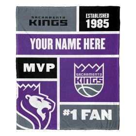 [Personalization Only] OFFICIAL NBA Colorblock Silk Touch Throw Blanket - Sacramento Kings