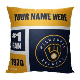 [Personalization Only] OFFICIAL MLB Colorblock Personalized Pillow - Milwaukee Brewers