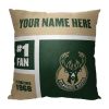 [Personalization Only] OFFICIAL NBA Colorblock Personalized Pillow - Milwaukee Bucks
